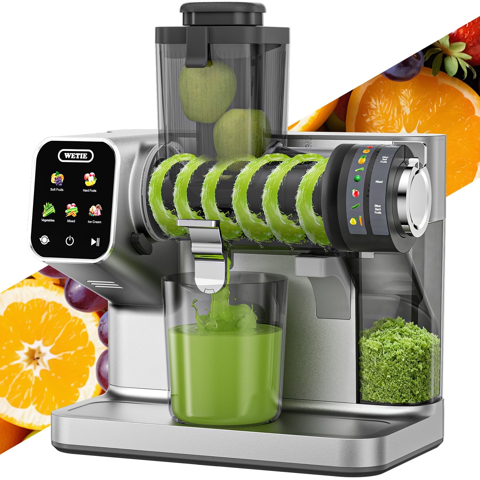Cold Press Juicer, Powerful Juicer Machines with Adjustable Juicing Pressure,...