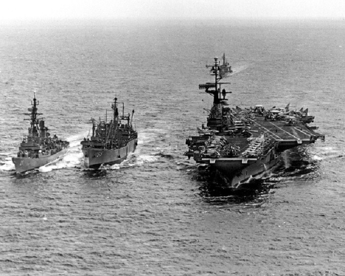 Navy Stores Ship USS Aludra with Cochrane & Coral Sea 8x10 Vietnam War Photo 730