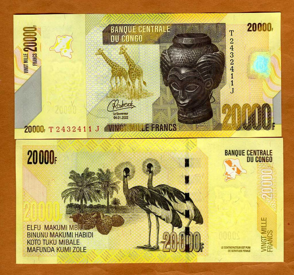 Congo D. R., 20000 (20,000) Francs, 2022, P-104d, UNC Highest denom, New Date