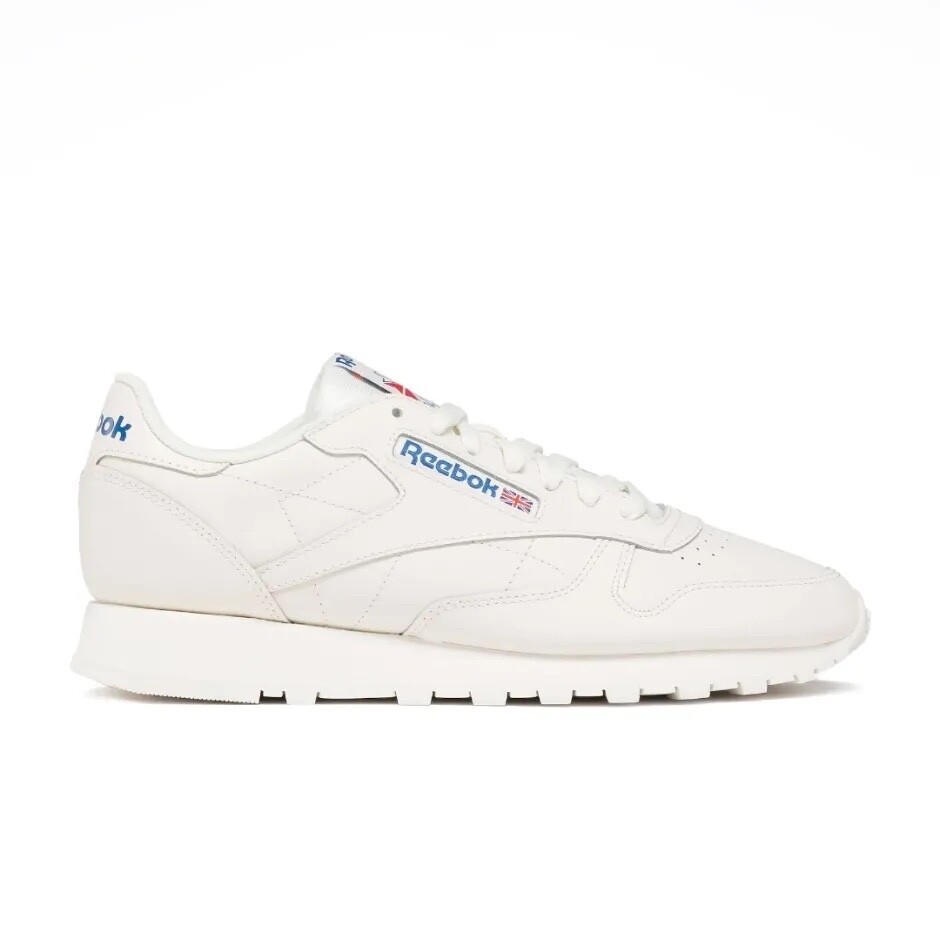 Men Reebok Classic Leather Running Shoes Sneakers Chalk White Red Blue 100032947