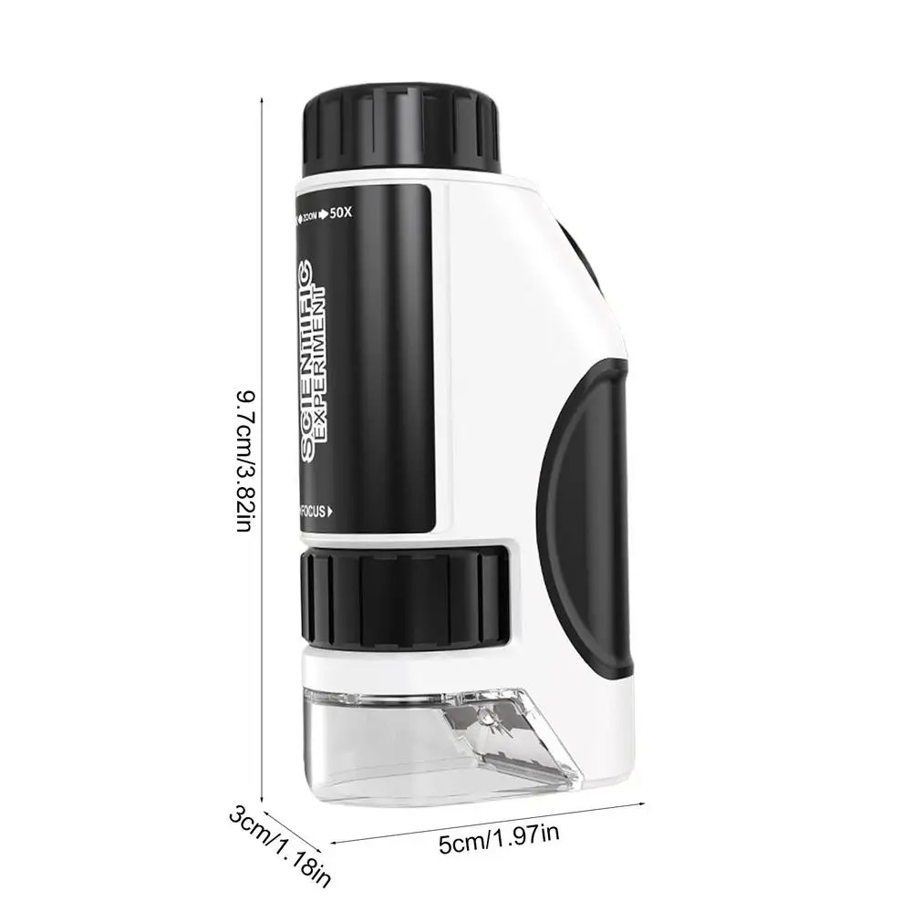 50-300X Handheld Pocket Microscope LED Kids Science Educational Learning Toy