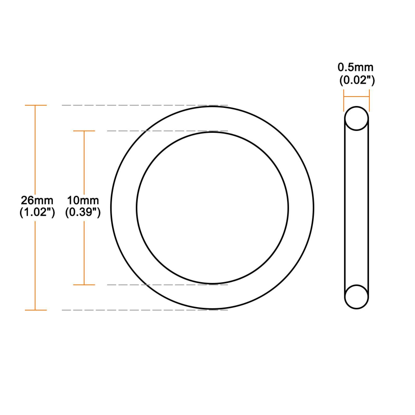 26mmx10mmx0.5mm Air Compressor Compression Piston Ring Yellow