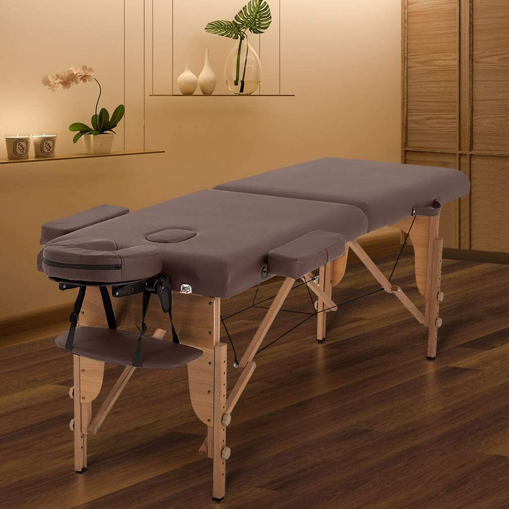 Massage Table Massage Bed Spa Bed 73 Inch Portable 2 Folding W/Carry Case Table