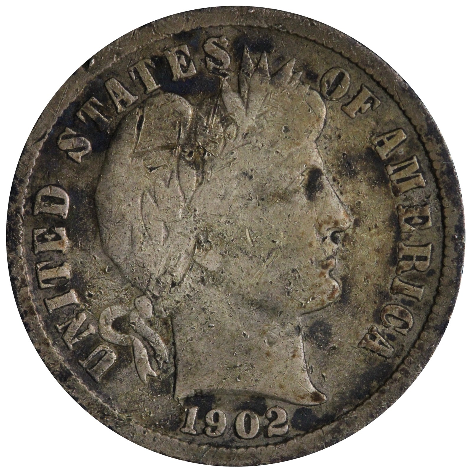 1902-S Barber Dime FINE Details Tougher Date, Rough Obverse *KGUSe*