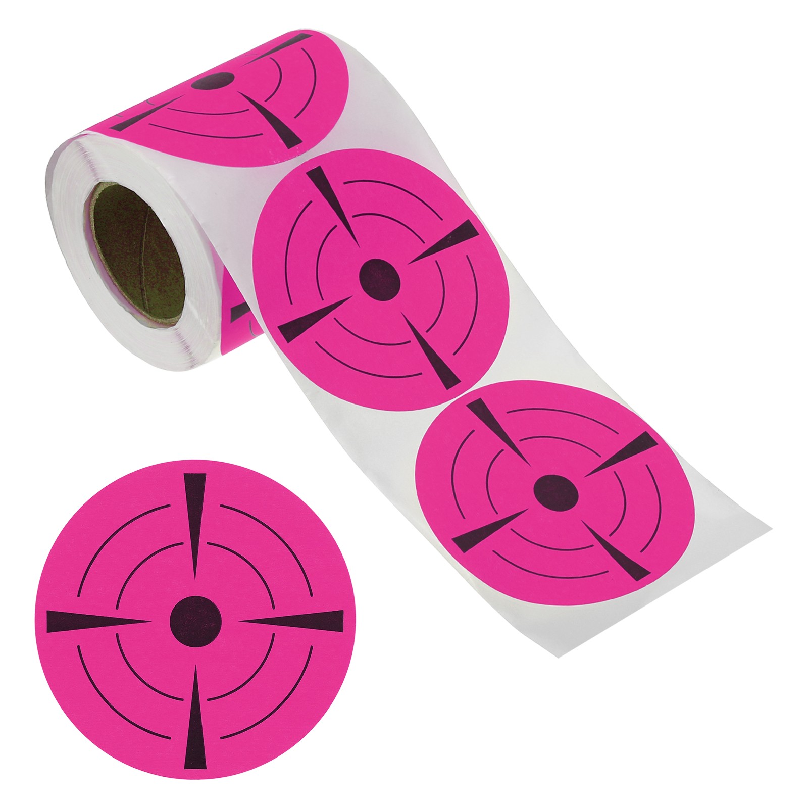 1 Roll Fluorescent Round Splatter Target Stickers 3", Rose Red