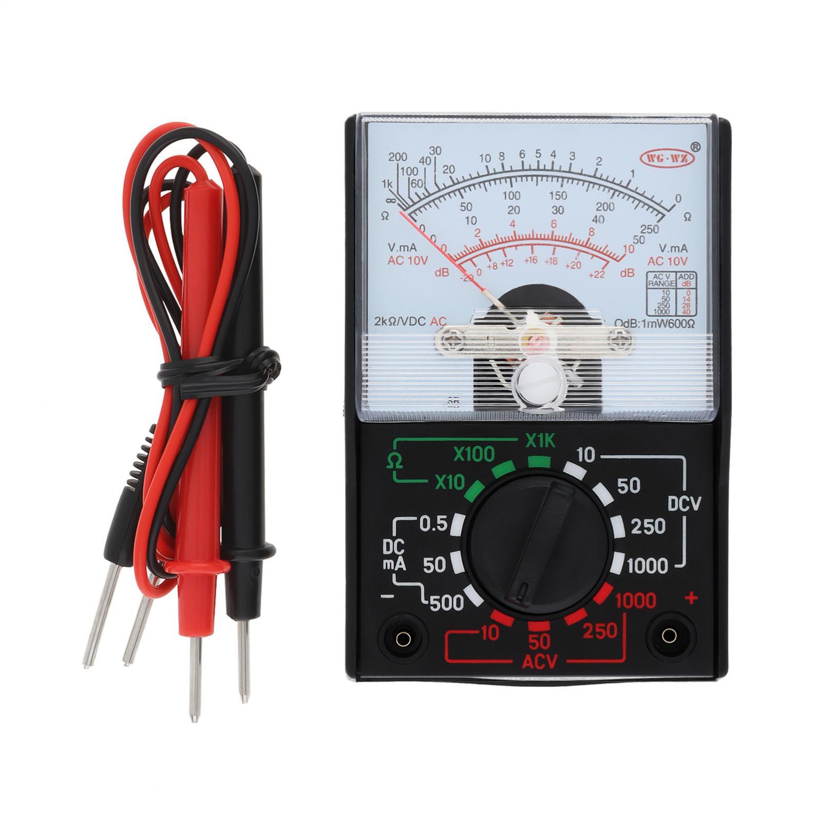 Analog Multimeter, AC/DC Volt Voltmeter Amp Tester Meter w/ Test Leads & Battery