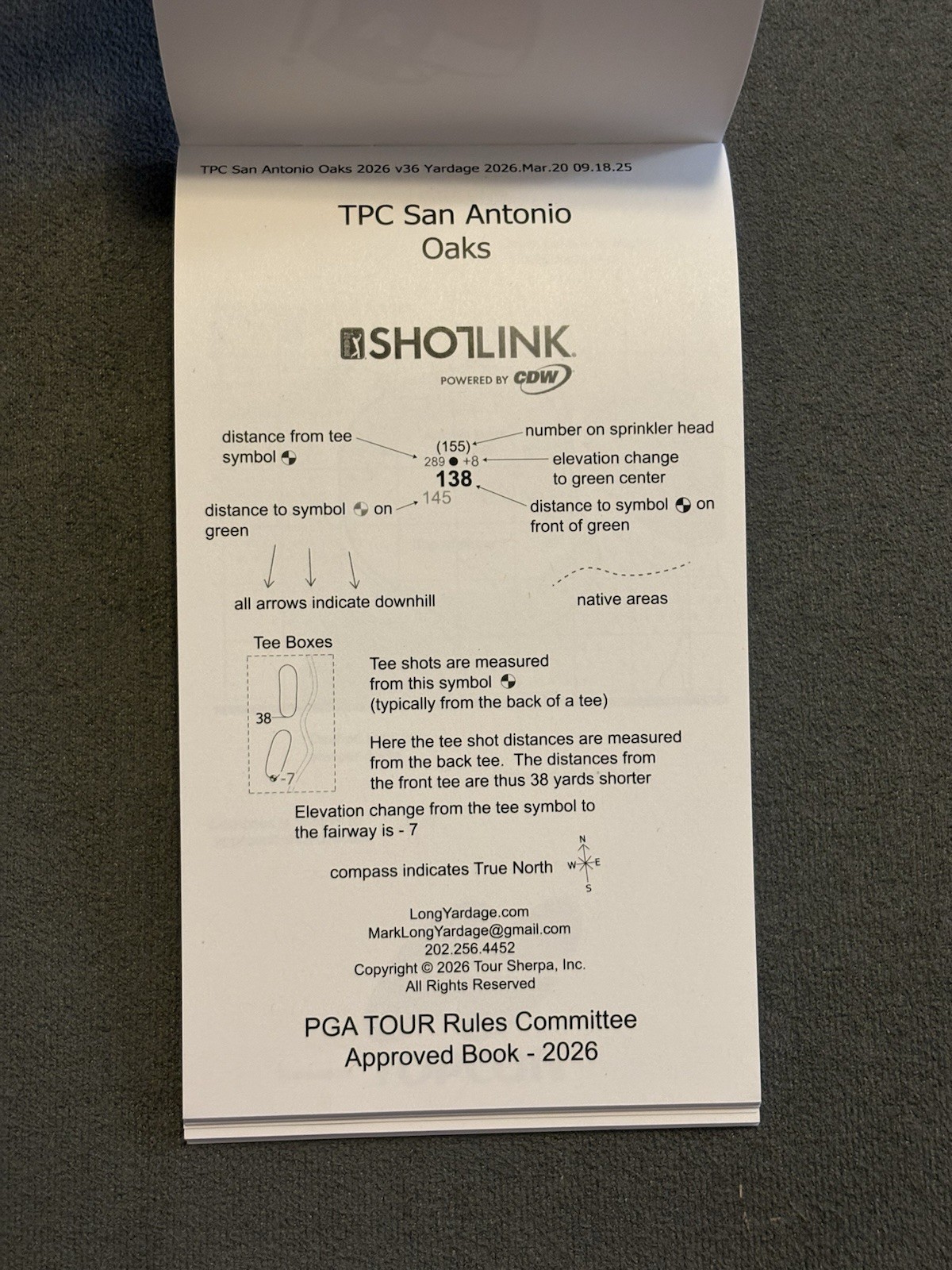 TPC San Antonio The Oaks Course Valero Texas Open PGA Tour Yardage Book New 2026
