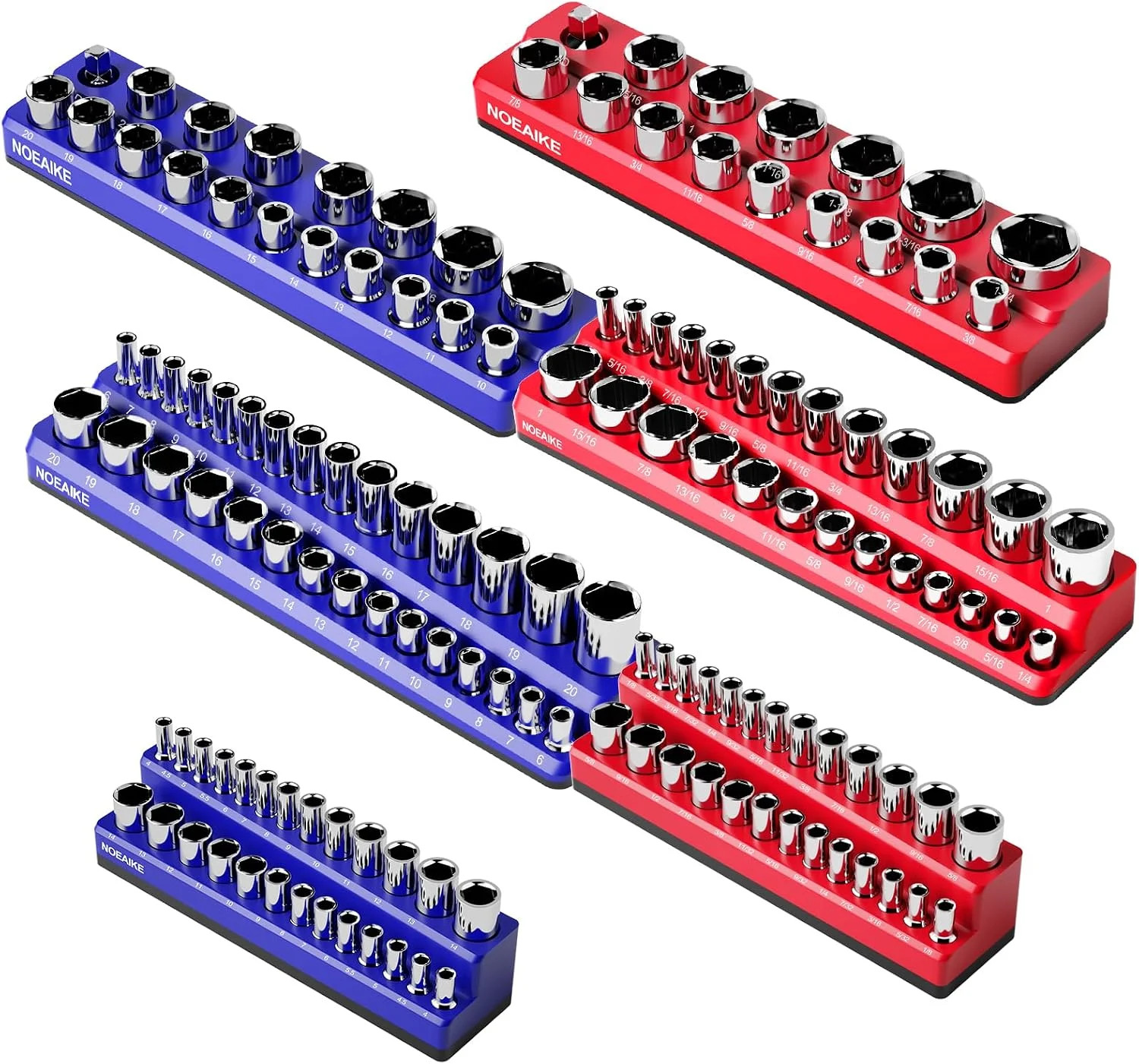 Magnetic Socket Organizer,6-Pack SAE & Metric 1/2,3/8,1/4 Inch Drive Sockets Hol