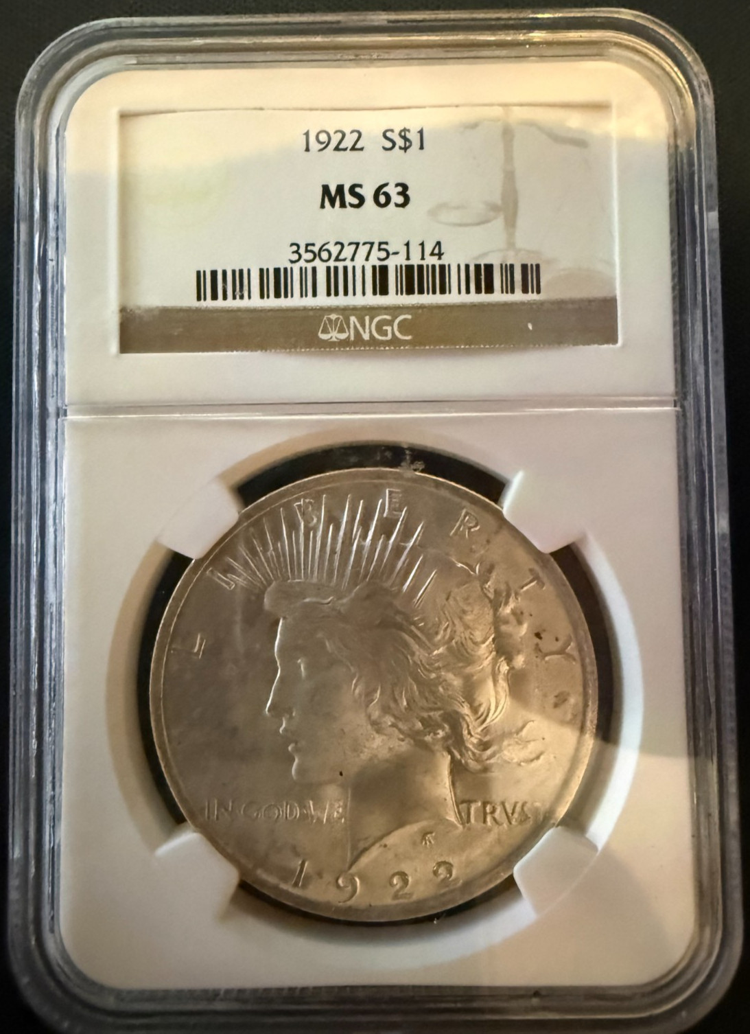 1922 Peace Dollar MS-63 NGC