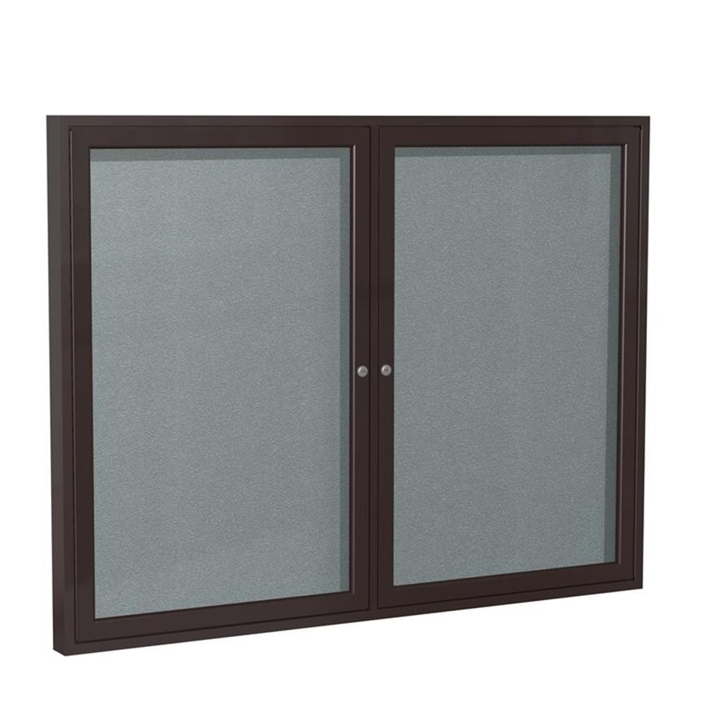 Ghent's Vinyl 48" x 60" 2 Door Enclosed Bulletin Board in Stone