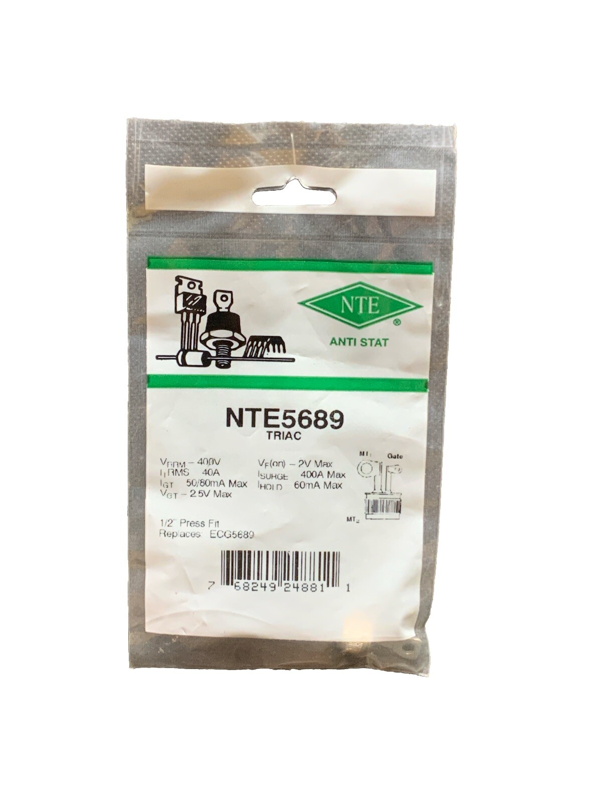 NTE5689 TRIAC - 1/2” Press Fit - ECG5689