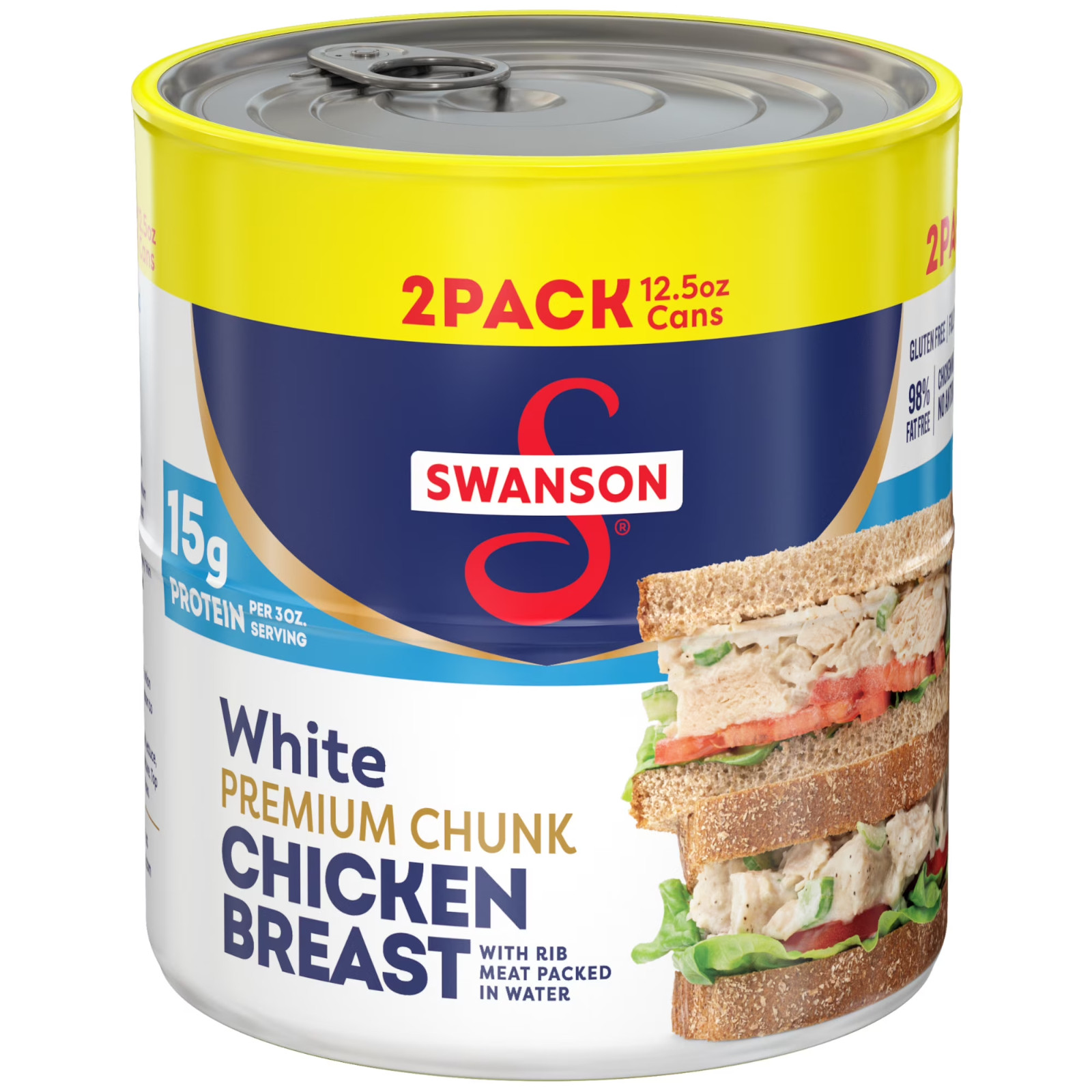 (2 Pack) Swanson White Premium Chunk Canned Chicken Breast in Water,12.5 oz Can