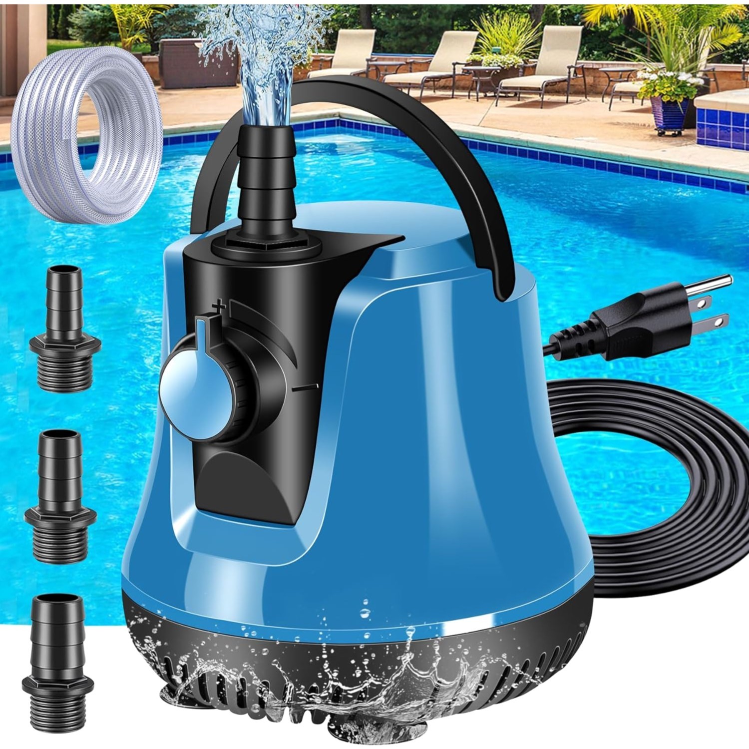 Adjustable Flow Sump Pump for Quick Pool Draining – Portable and Lightweight