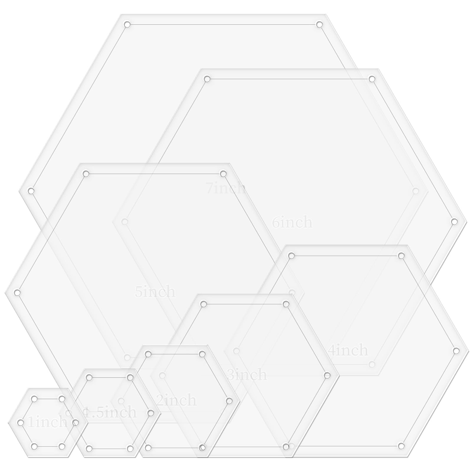 EVERJOYCRAFT 8pcs Hexagon Quilting Templates and Rulers Templates Quilting