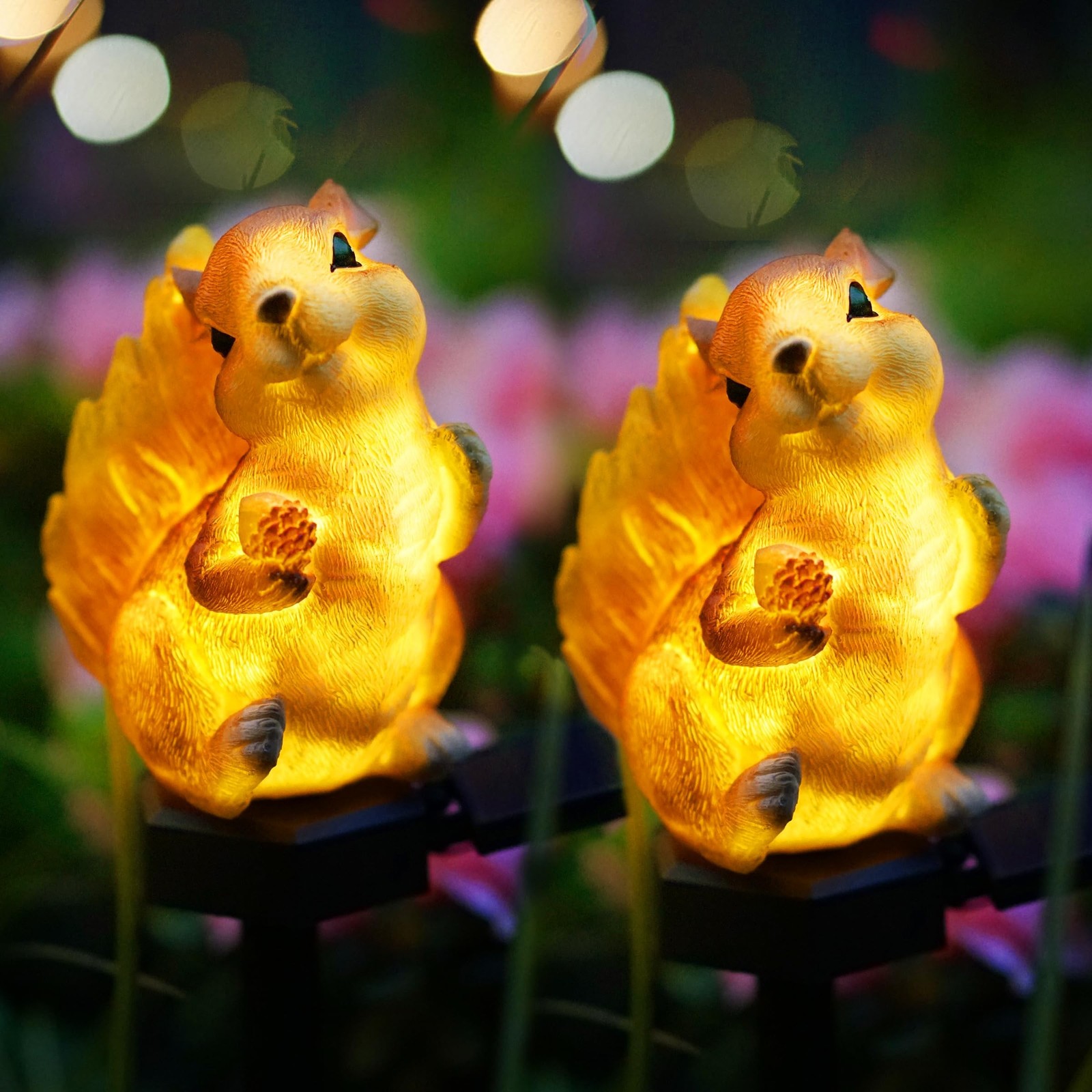SmilingTown Solar Squirrel Garden Lights - Outdoor Decorative Stake Light Wat...