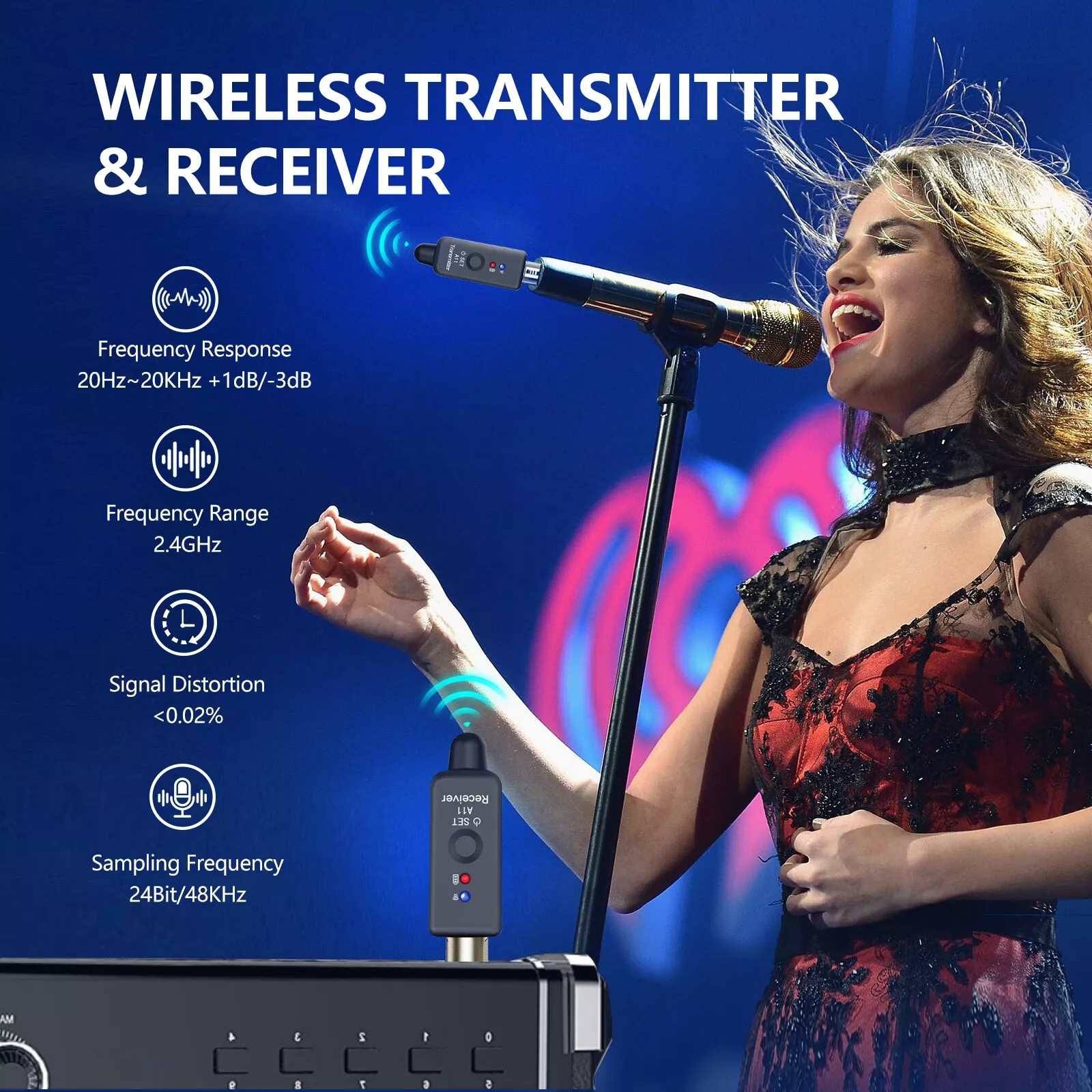 Audio Transmitter&Receiver Wireless Microphone Adapter Versatile Applications