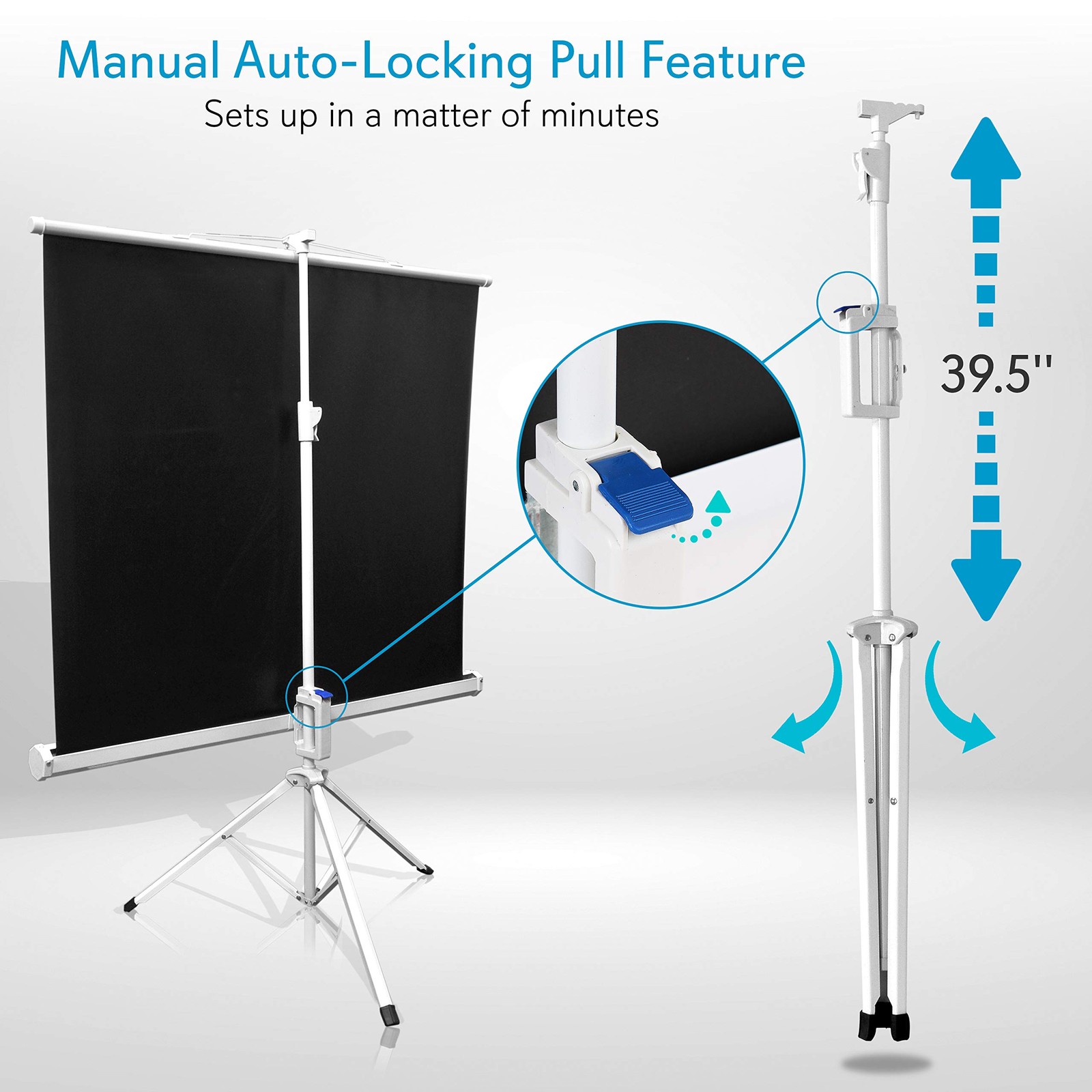 Pyle 50 Inch Portable Projector Screen with Tripod Stand – 50 Inch, White