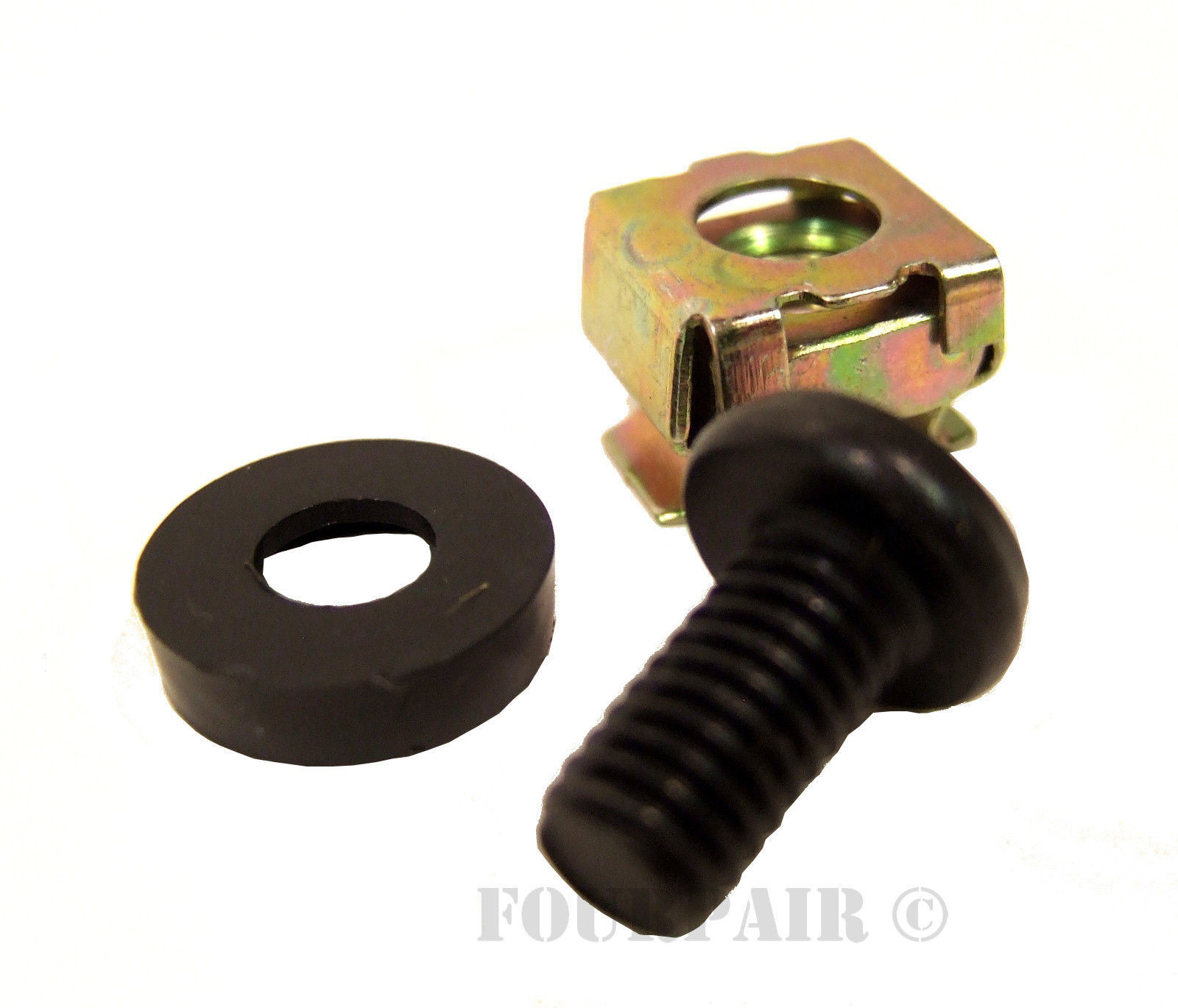 25 Pack Lot - M6 Rack Mount Cage Nuts, Screws, & Washers - Square Clips Server