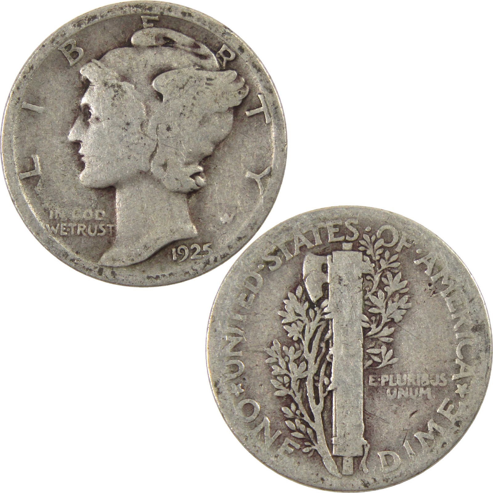 1925 Mercury Silver Dime G Good 10c Coin Collectible