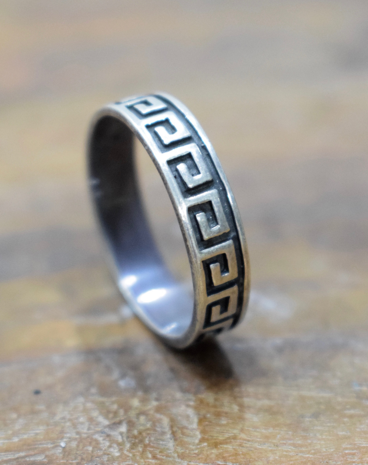 Ring Sterling Silver Etched Band Ring