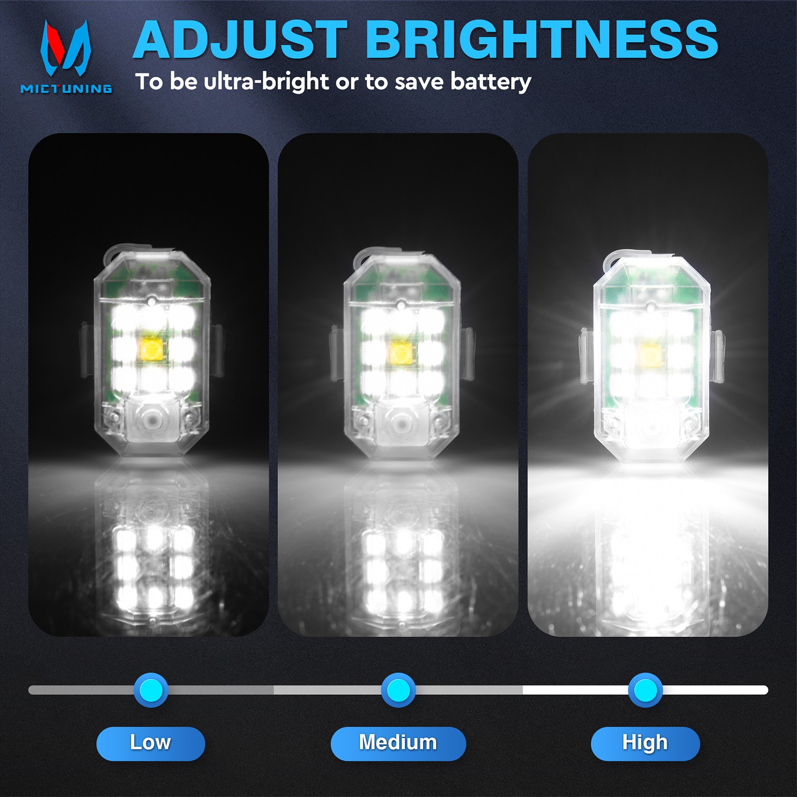 8PCS Wireless LED Strobe Lights w/Remote Control Waterproof Anti-Collision Lamp