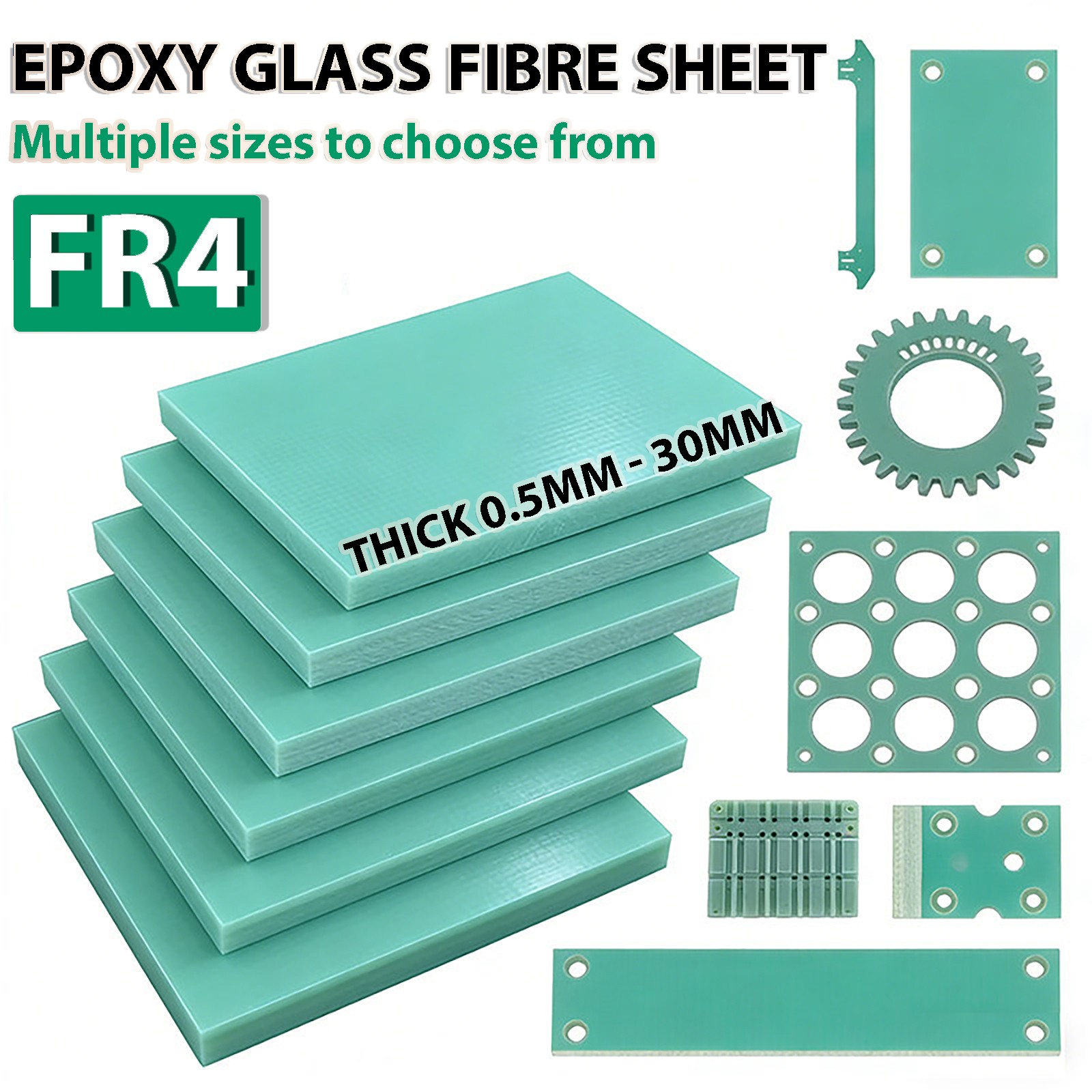 Epoxy Glass Fibre Sheet GRP G10 FR4 Glassfibre Plate Green 0.5mm - 30mm Thick