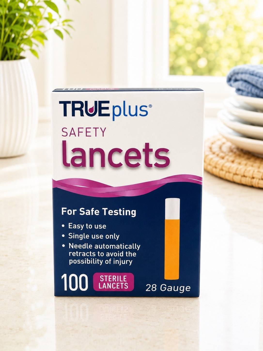 TRUEplus Safety Lancets 28 Gauge 100 Count Sterile Single Use