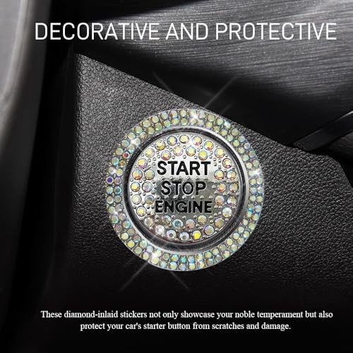 Bling Car Push Start Button Covers, Sparkling Rhinestone Switch Knob Colorful