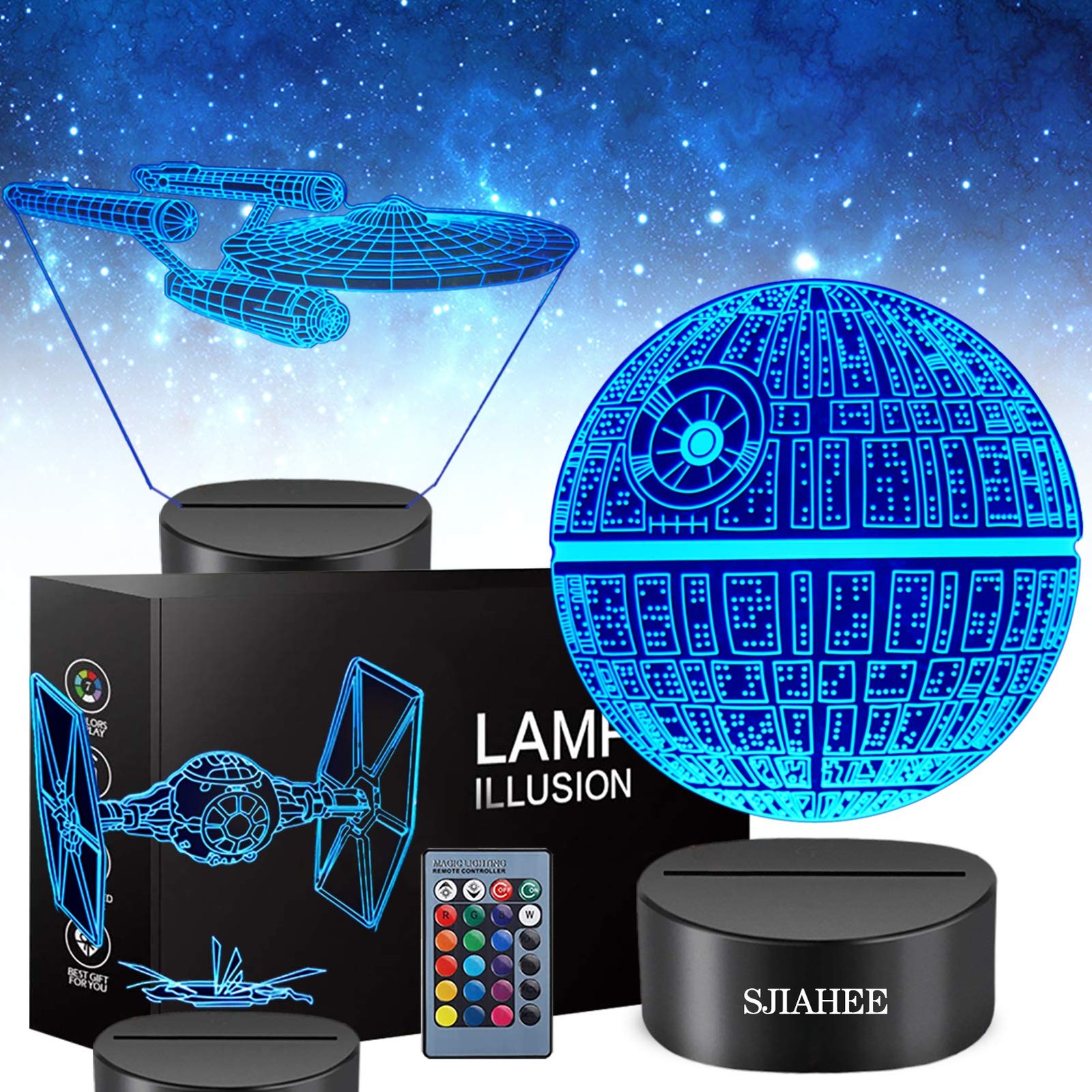 3D Star Wars Lamp -3 Patterns Night Light With Timing Remote Control A