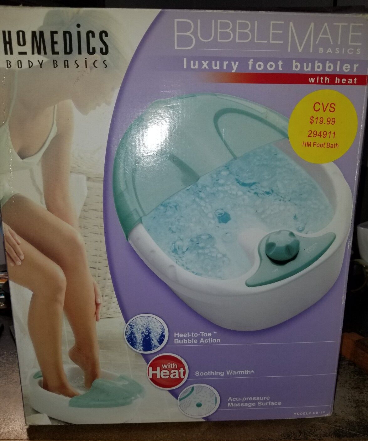 Homedics Bubble Mate Luxury Foot Bubbler with Heat Model BB-50 (NEW)