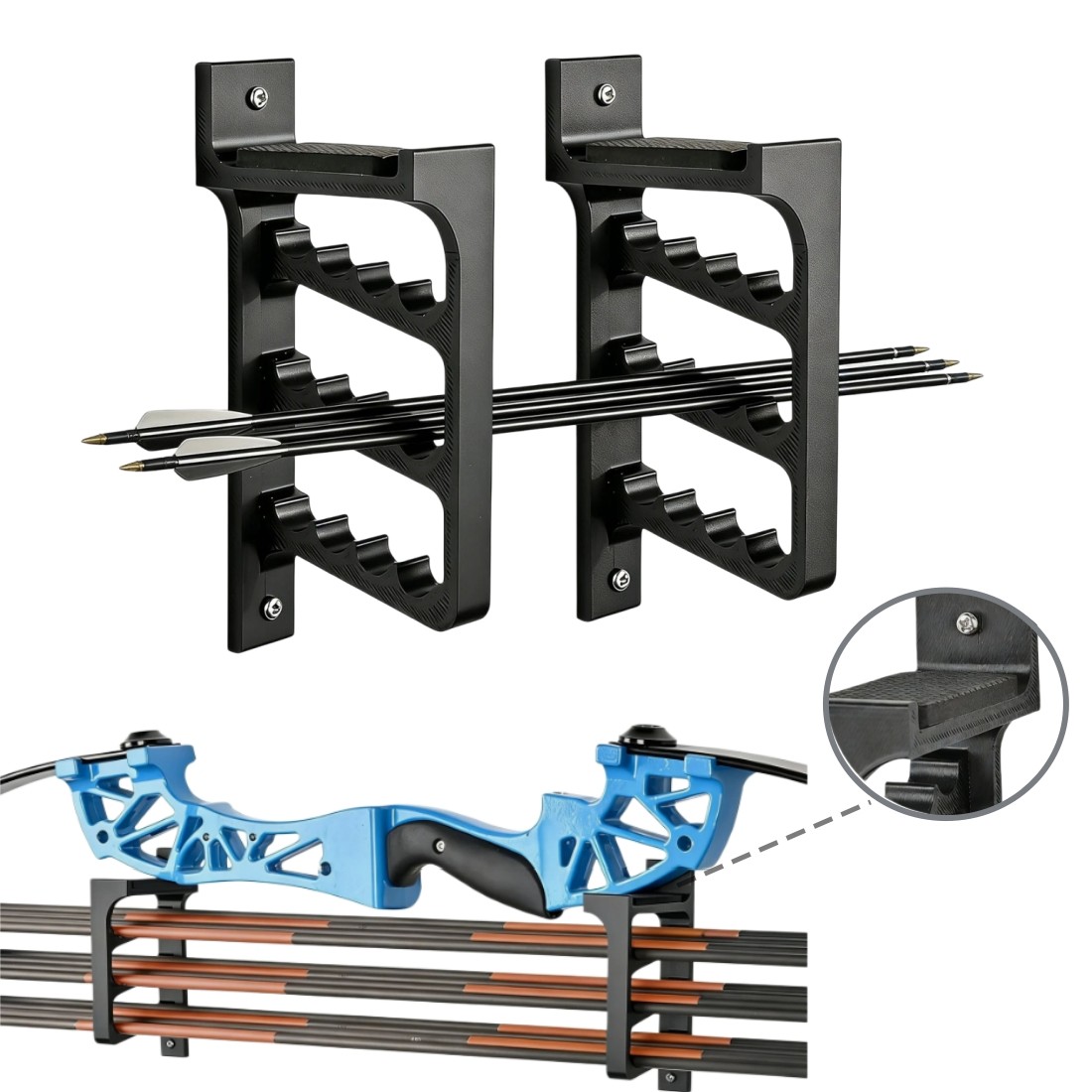 Heavy Duty Archery Bow Wall Mount Hanger Rack, Bow and Arrow Storage Holder