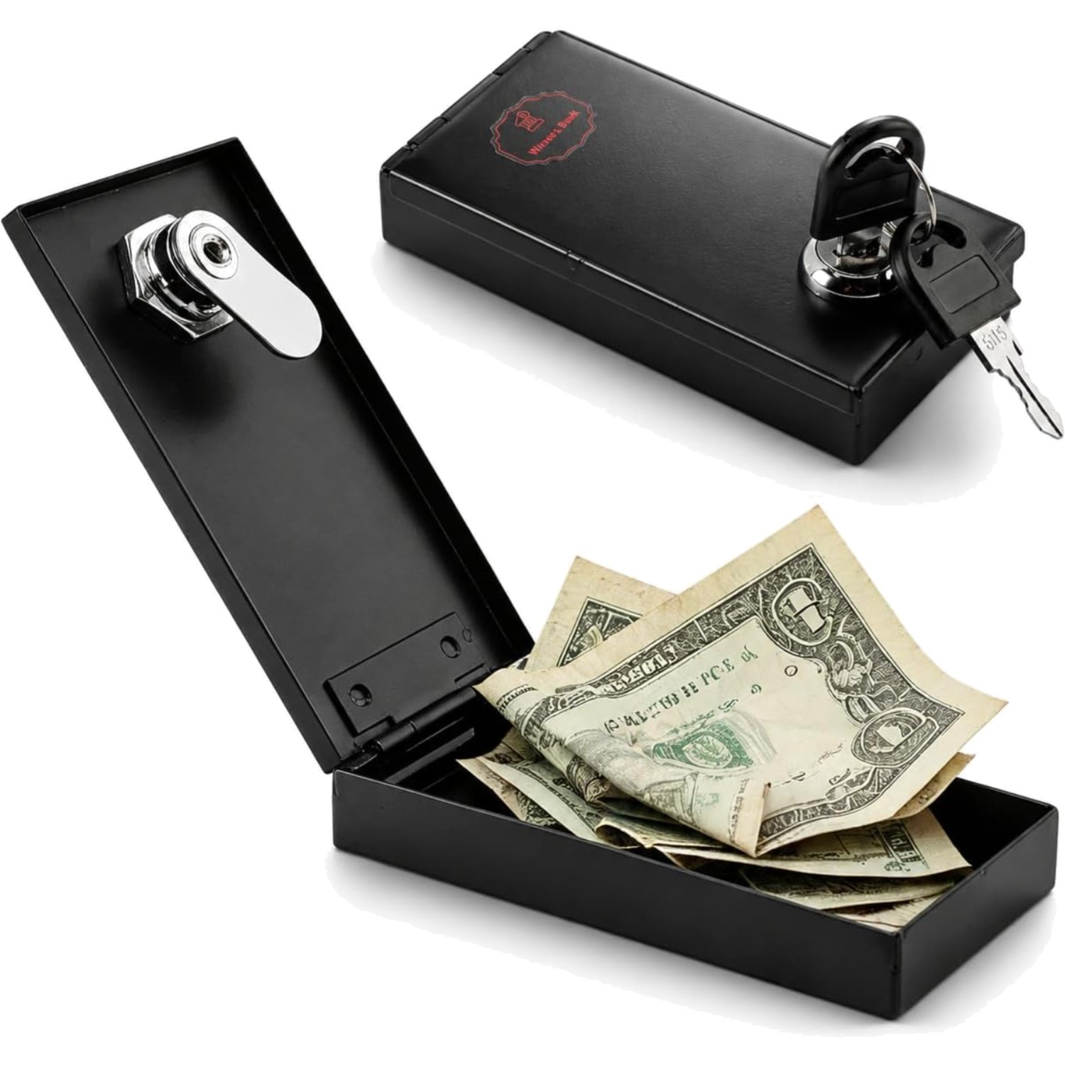 Metal Cash Lock Box, Mini Gambling Safe with Key, Portable Storage