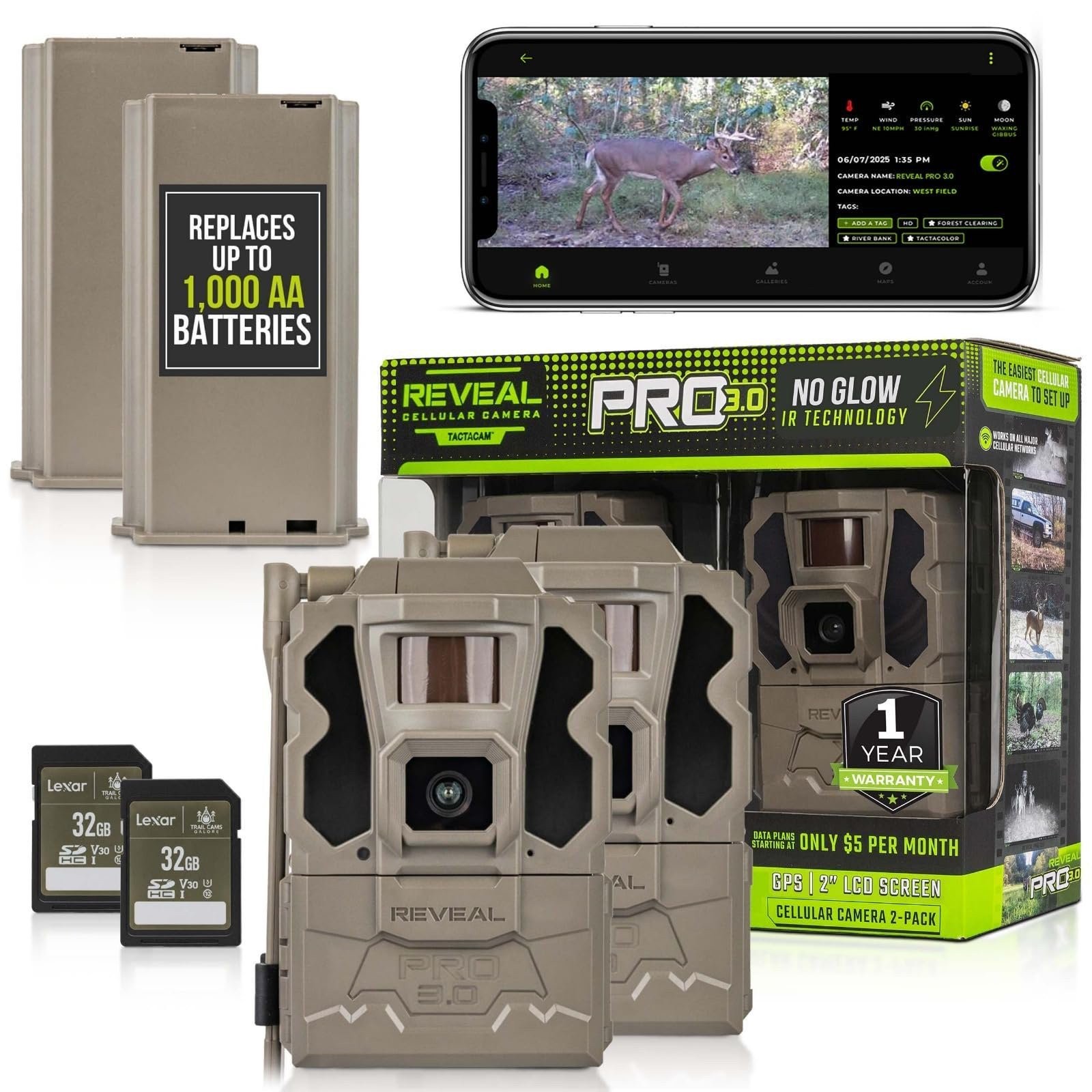 TACTACAM Reveal Pro 3.0 Cellular Trail Camera - Multi-Cellular Network, GPS,...
