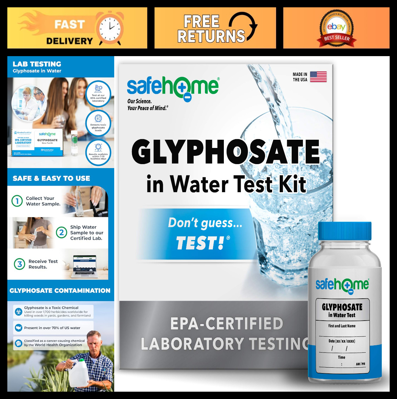 Glyphosate Water Test Kit - Detect Carcinogens | EPA-Certified Lab Testing