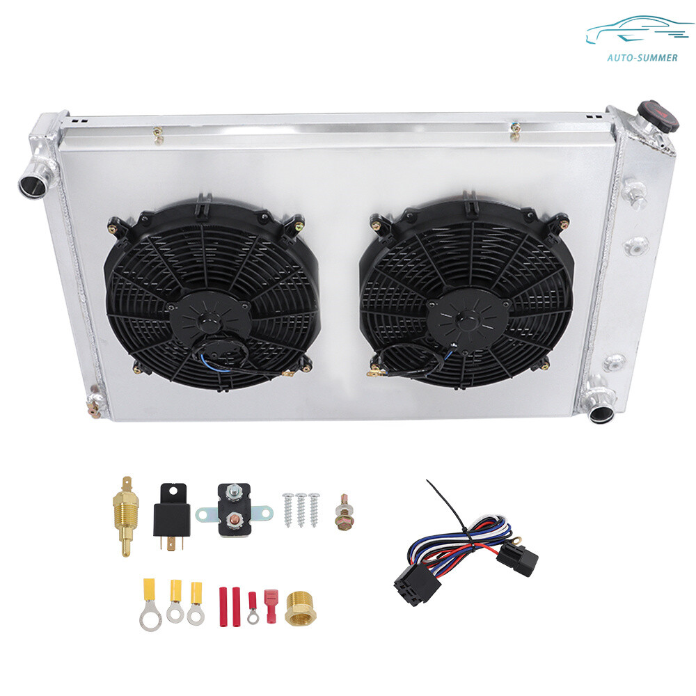 4 Row Radiator+Shroud Fan For Chevy C10 C20 K10 K20 GMC C1500 C2500 7.4L 1973-87