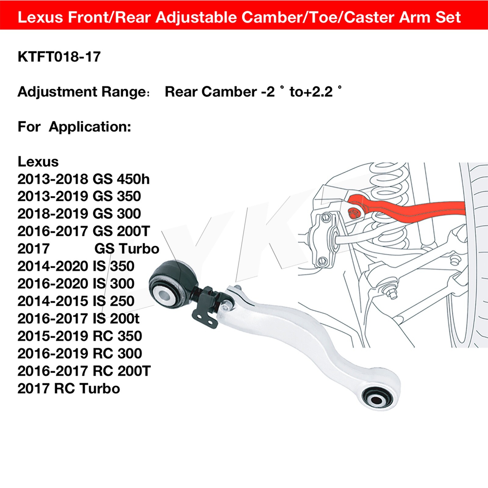 LYKT 2pcs Alignment Rear Camber Kit Adjustable Upper control Arms Lexus GS、IS、RC