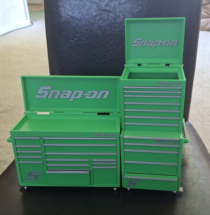 Snap-On Mini High Quality 3D Printed Toolbox (Green) (Silver)