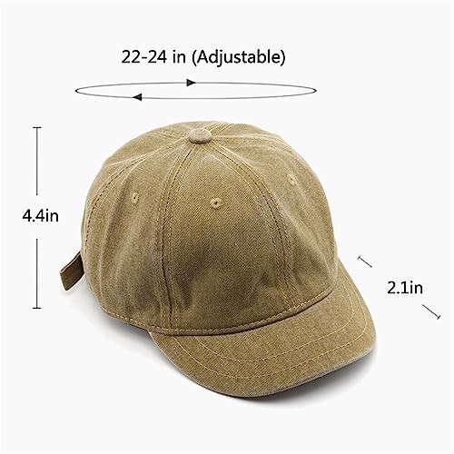 Short Brim Vintage Baseball Cap Adjustable Unstructured Washed One Size Black