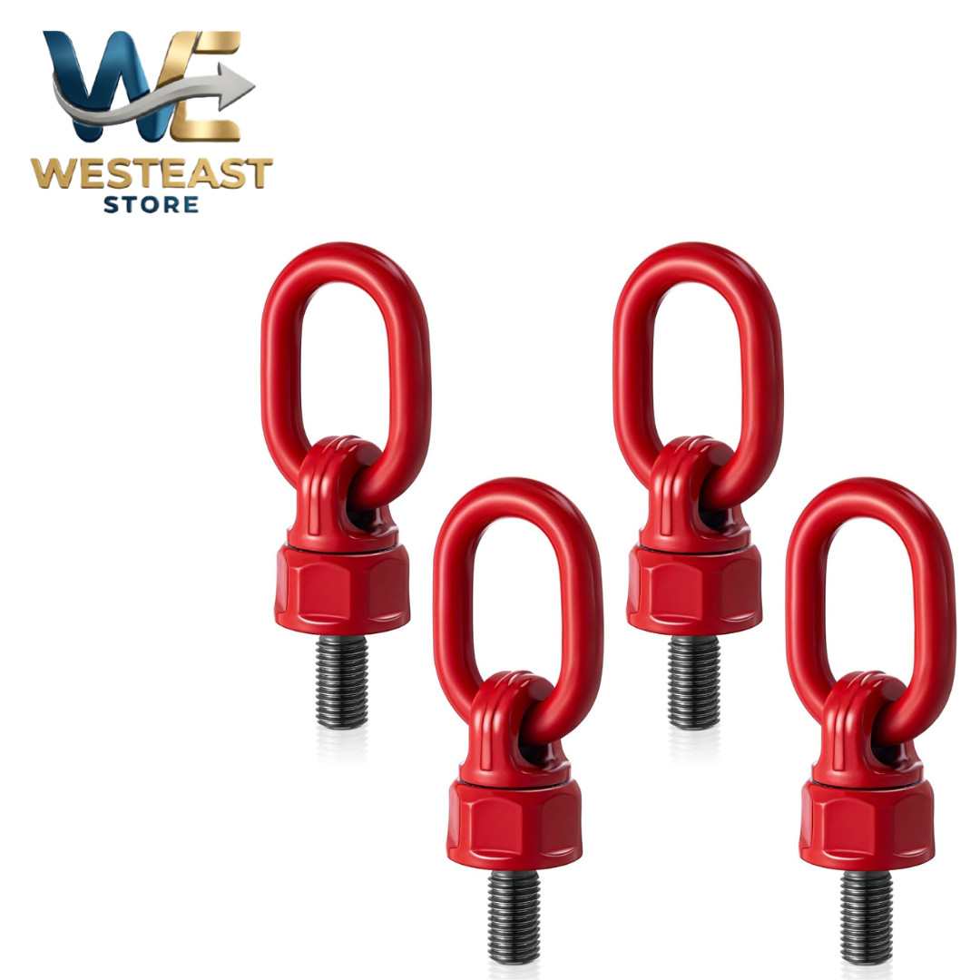 4 Pack M16 G80 Swivel Eye Bolt 360 Degree Rotation Hoist Ring Lifting Point Red