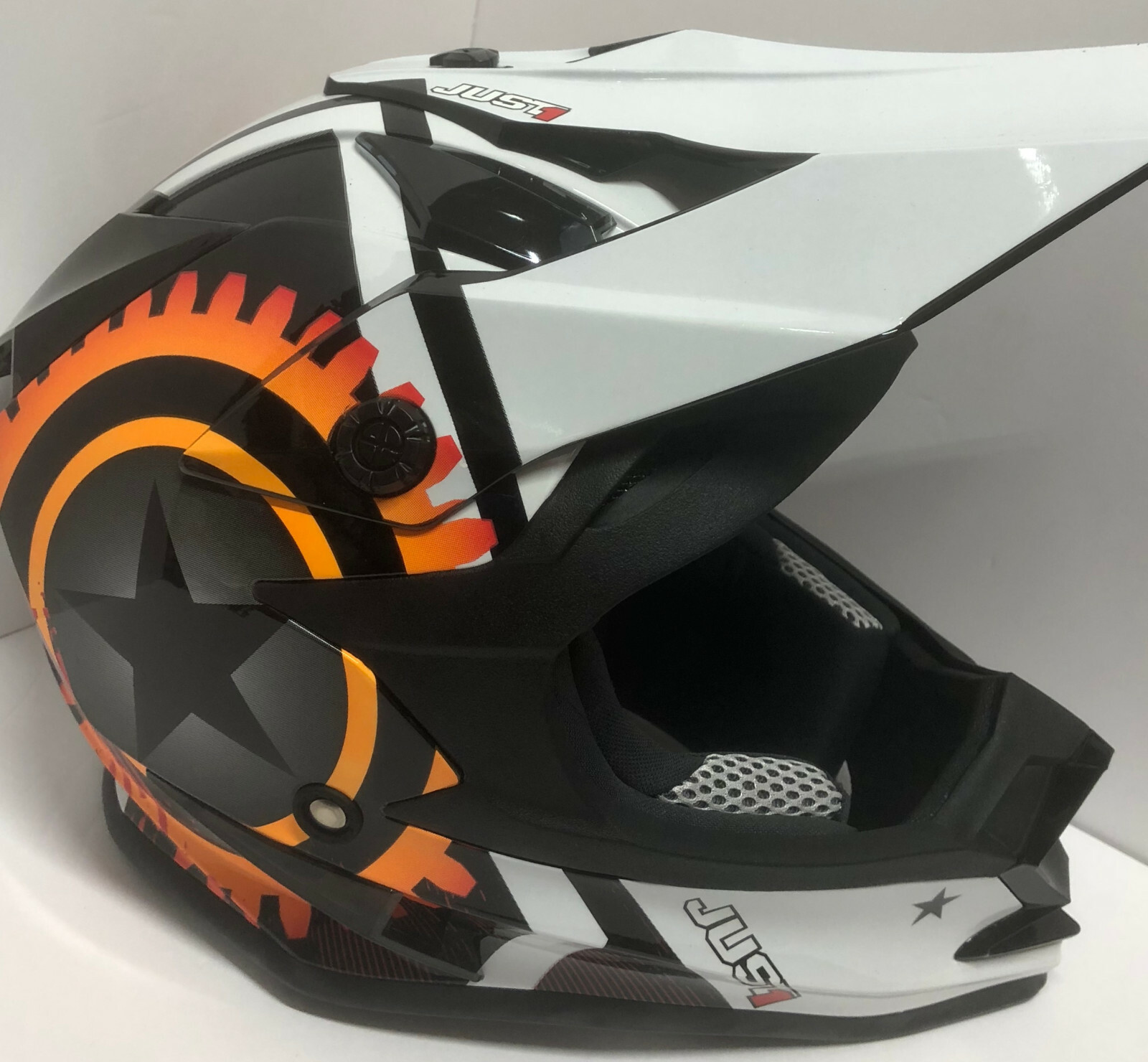 Just1 J32 Merica Helmet Orange Youth S 908515 MX Motocross ATV UTV Offroad