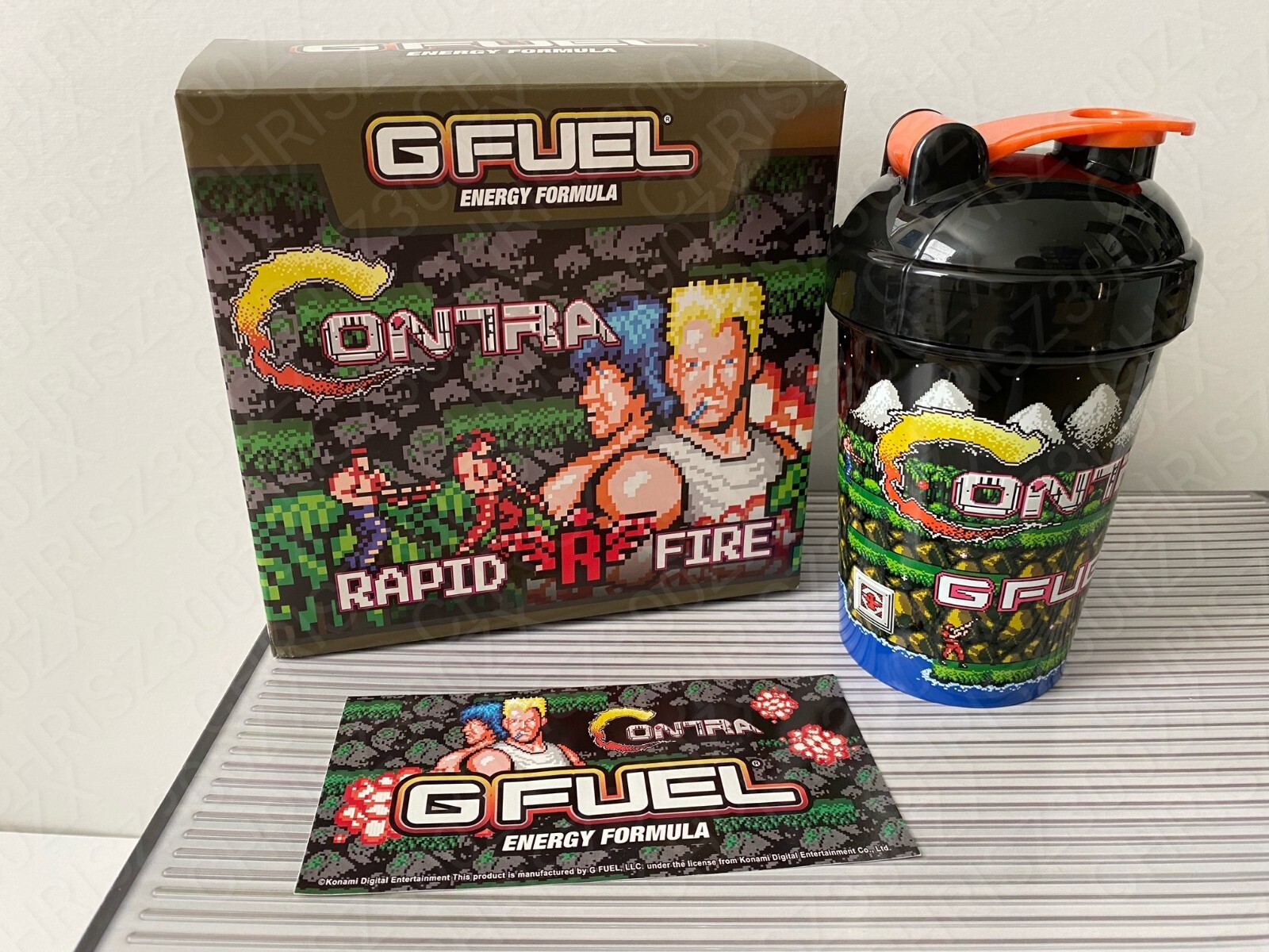 GFUEL Contra Rapid Fire Collector's Box + Shaker Cup & Sticker ONLY G FUEL
