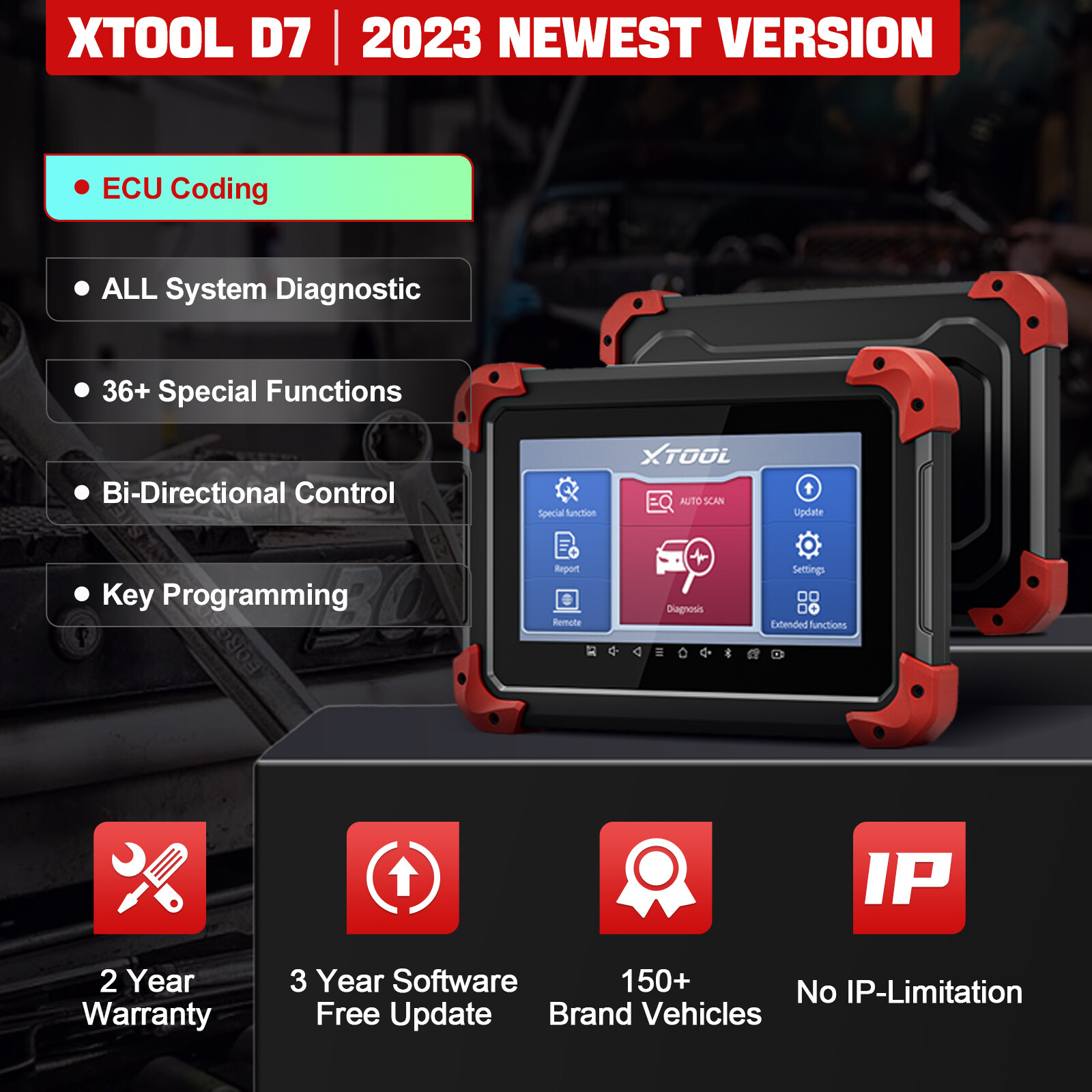 XTOOL USED D7 Auto Full System Diagnostic Scanner Bidirectional K_y Program Tool