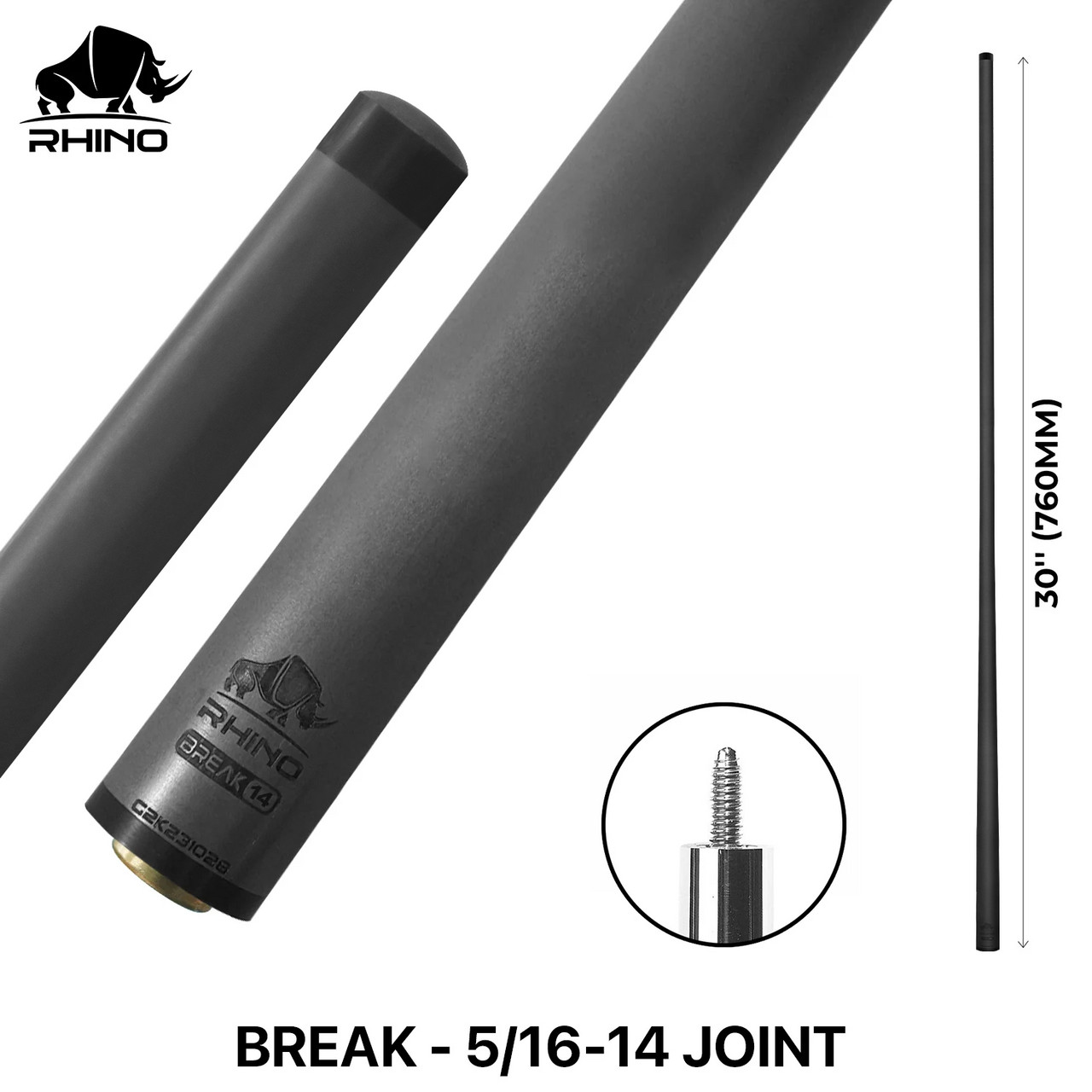 Rhino - 30" Carbon Fiber Break Shaft - 5/16-14, Available In A Variety Of Joint
