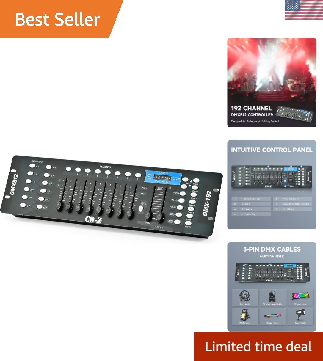 Enhanced DMX 512 Controller for DJs: 240 Scenes and Voice Control Support