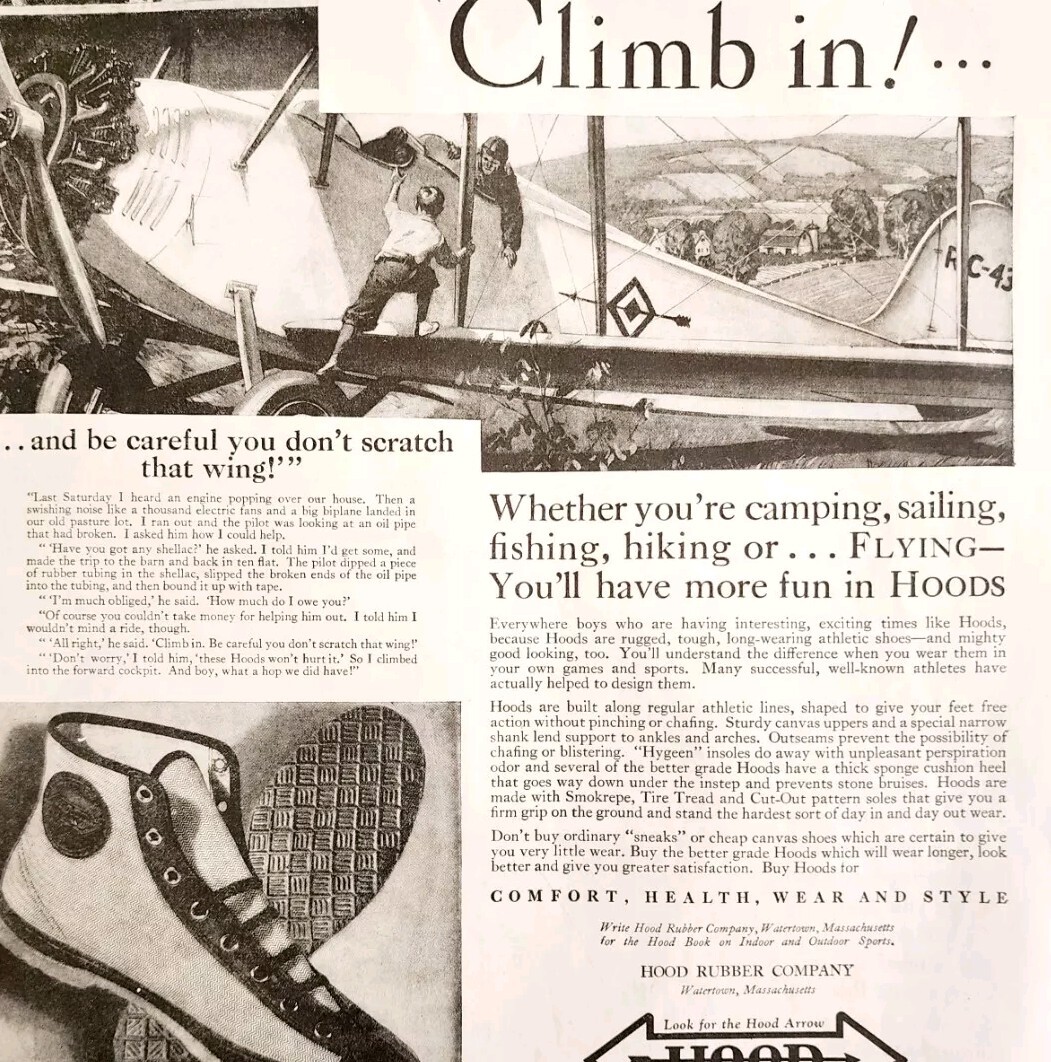 1930 Hood Rubber Company Sandlot Sneakers Advertisement Outdoor Wear Shoes HM2H