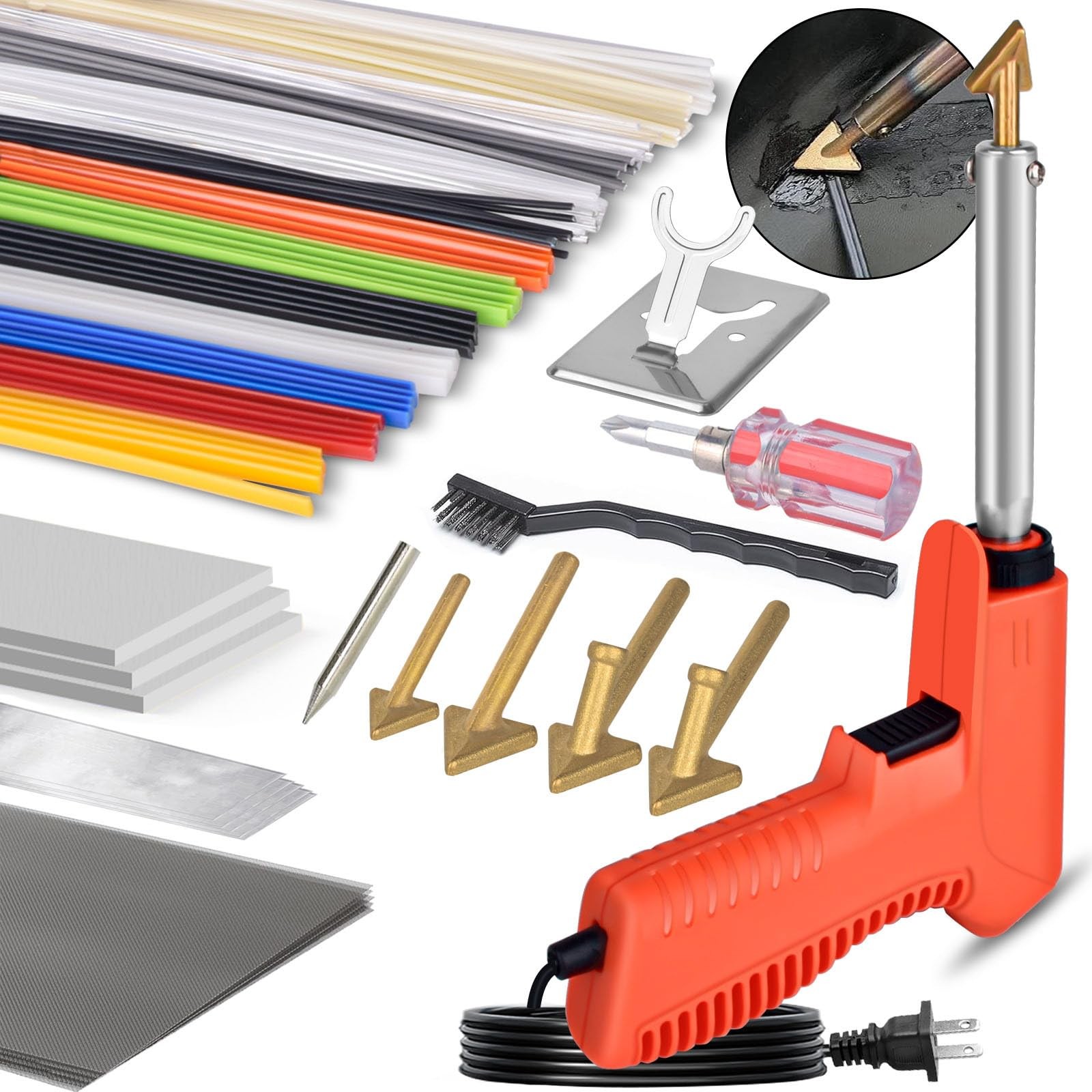 120W Plastic Welder, 5 Tips 3 in 1 Plastic Welding Kit Plastic Repair Kit 106pcs