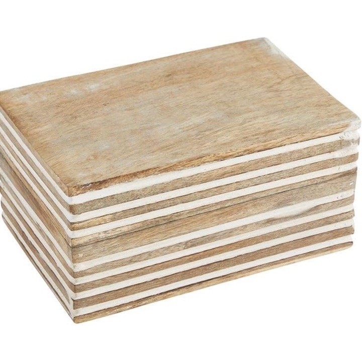 C-1. 47th & Main Boho Decorative Carved Wooden Box Home Decor  6" L x 4" W