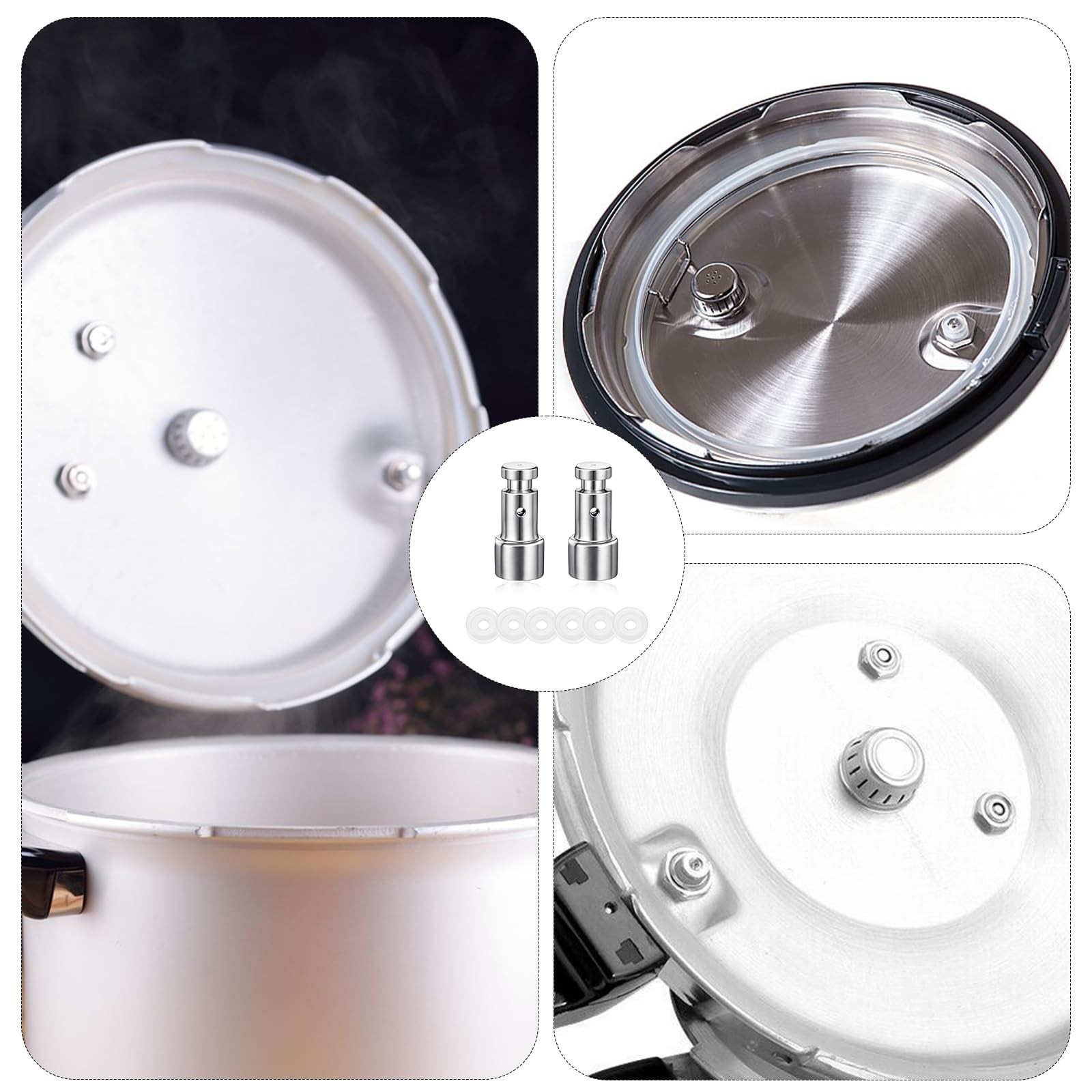 2 Pcs Universal Pressure Cooker Replacement Parts Silver Valve Set