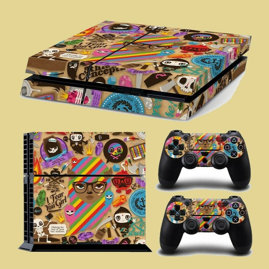 PS4 & Controllers Skin Vinyl Sticker - Collage Girl Design - For PlayStation 4