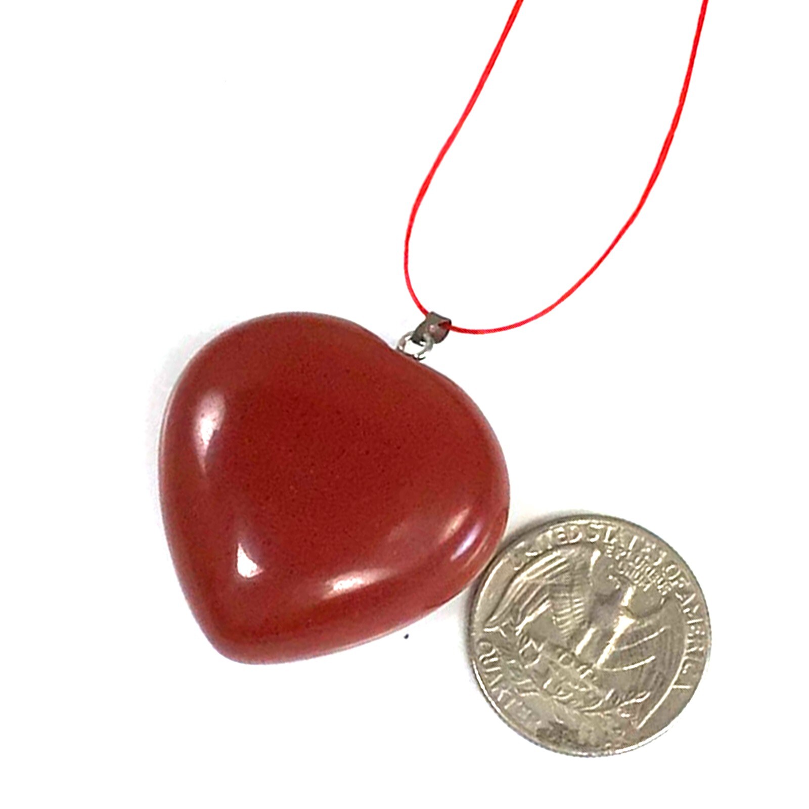 1.5" Large Red Jasper Red Heart Pendant Red Love Pendant Gemstone35mm Valentine